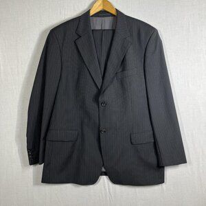 Hugo Boss Suit Mens 46 Long Gray Pinstripe Wool Two Button Jacket Pants 38x32